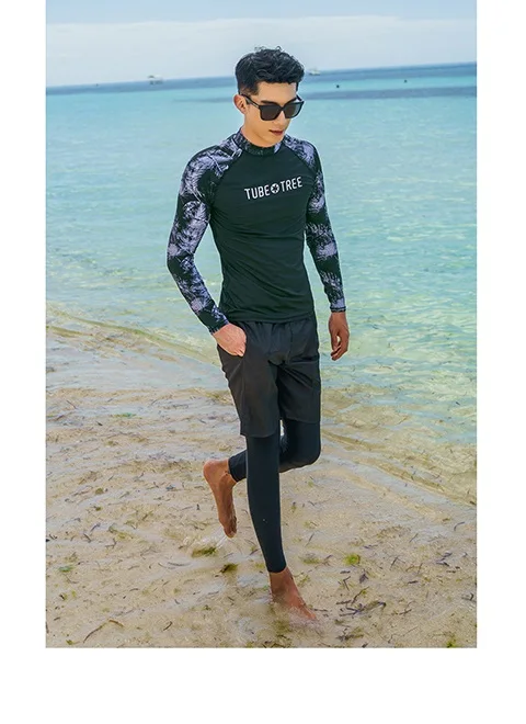 Mens 3 piece set Рашгарды для мужчин и женщин, 3 штуки, рубашка с длинным рукавом, шорты, штаны, парные купальники для серфинга, купальные костюмы, Рашгард, гидрокостюмы, новинка - Цвет: Mens 3 piece set