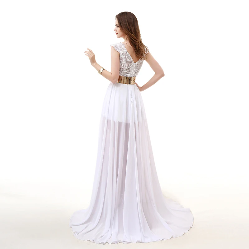 Wowbridal изящное белое платье для выпускного вечера пикантное с глубоким V образным