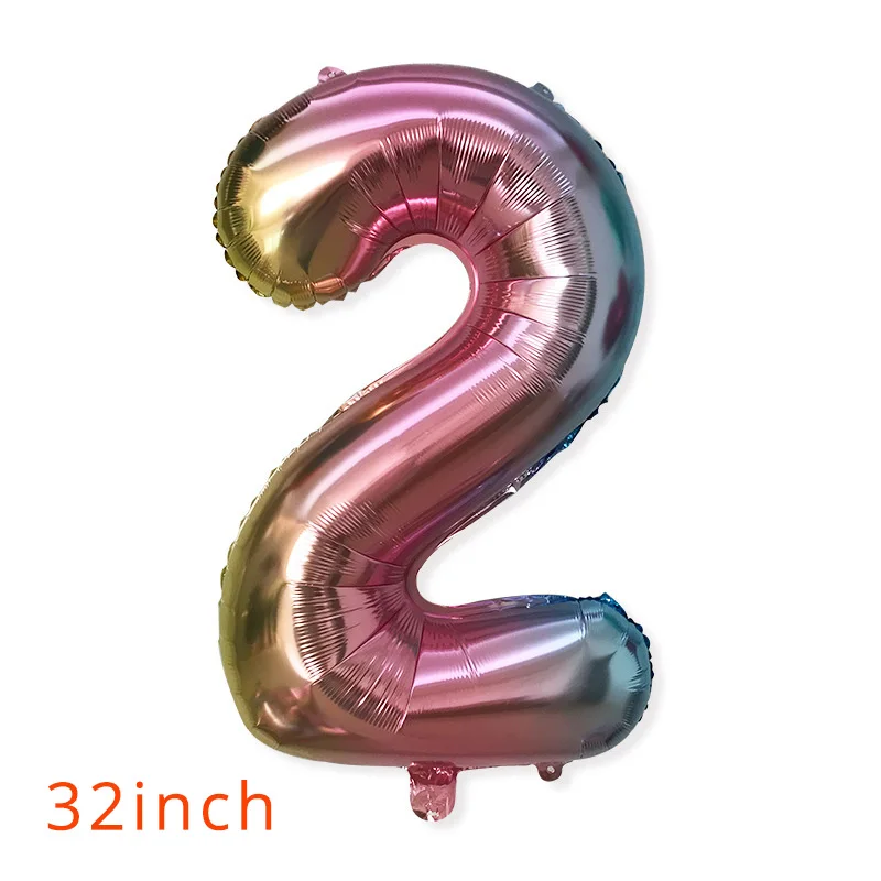 1 шт. 32 дюймовые шары с радужными цифрами 0 2 3 4 5 6 7 8 9 цифровой фольгированный шар