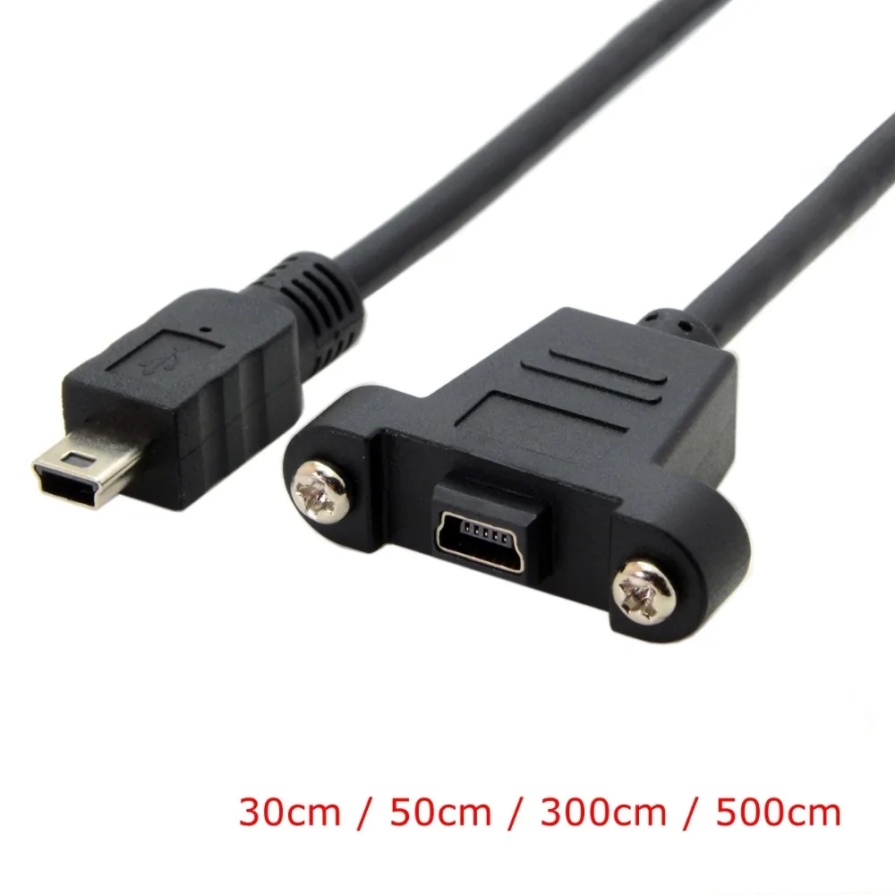 Мини usb 5pin мини USB2.0 папа к 2 0 Женский удлинитель кабель 30 см 50 3 м 5 с винтами панель