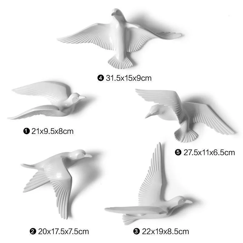 

European Creative Resin Wall Hanging Seagull Bird Stereoscopic Wall Decoration Living Room Veranda Sofa Tv Background Decoration