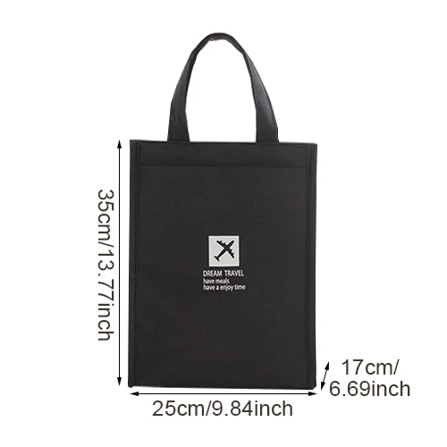 Black L Lunch Bag Модная Портативная Термосумка для ланча, сумка для еды, свежий Bento, офисный напиток для пикника, холодноизоляционный органайзер, сумка, аксессуары, поставка - Цвет: Black L Lunch Bag