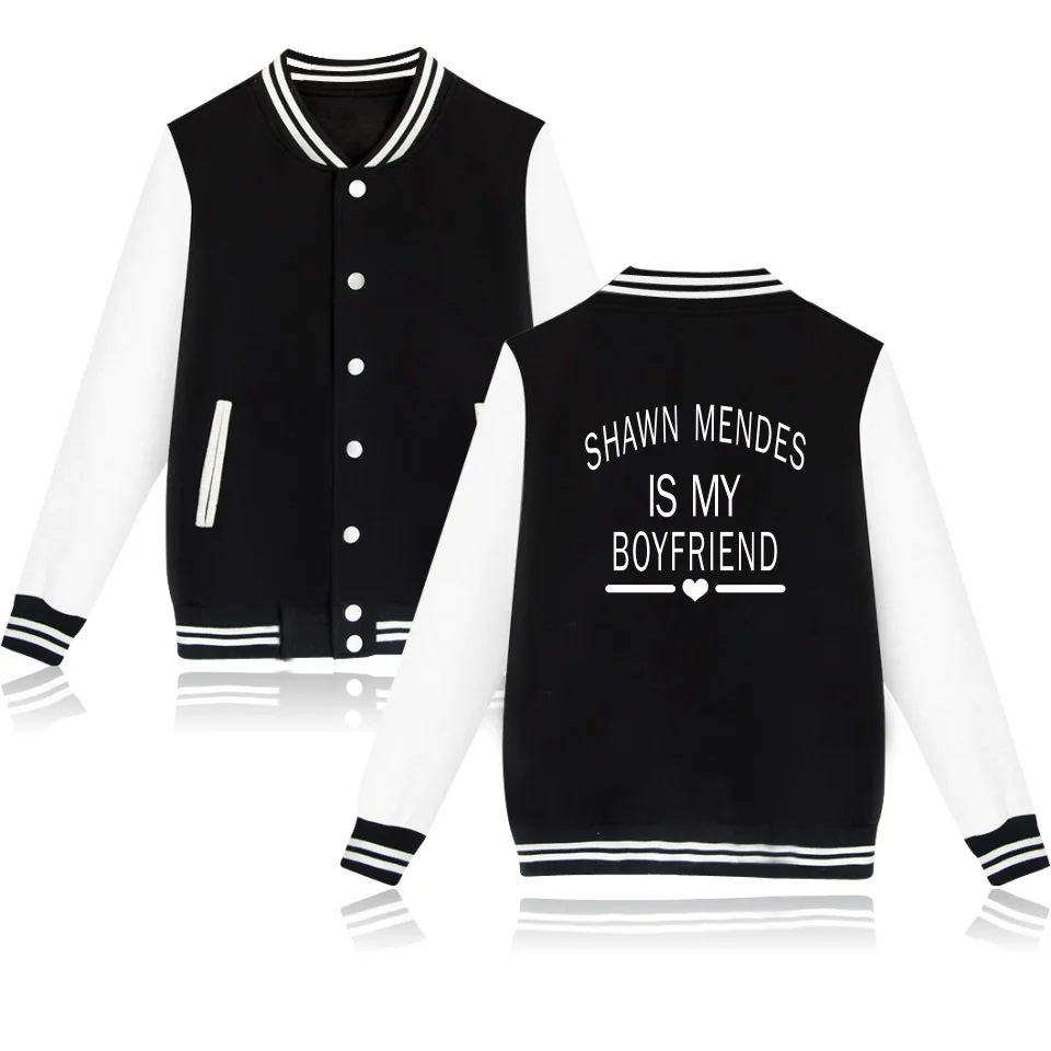 Black WEJNXIN осень зима Shawn мужская бейсбольная куртка для женщин мужчин Harajuku Хип Хоп флисовая толстовка унисекс толстовки Moletom - Цвет: Black