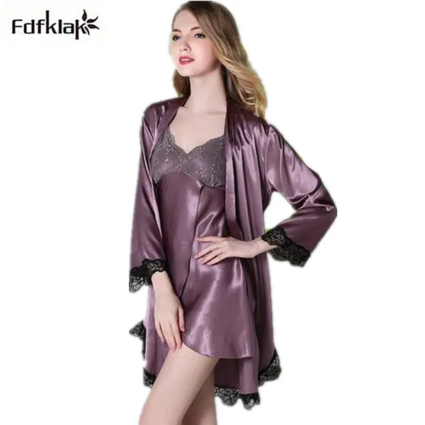 Женский шелковый халат с длинным рукавом новый брендовый пикантный комплект