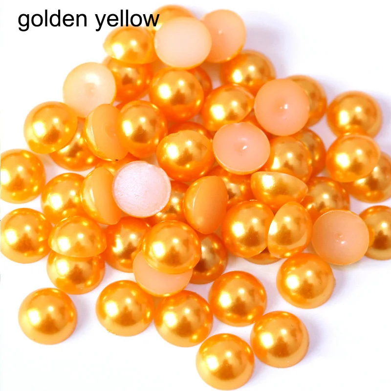golden yellow 2-14 мм полукруглые Акриловые Имитация плоские бусины жемчуга для рукоделия украшения ногтей украшения Аксессуары - Цвет: golden yellow