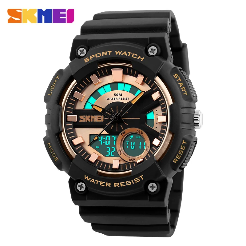 SKMEI спортивные часы для улицы мужские модные Chrono 5 бар водонепроницаемые с