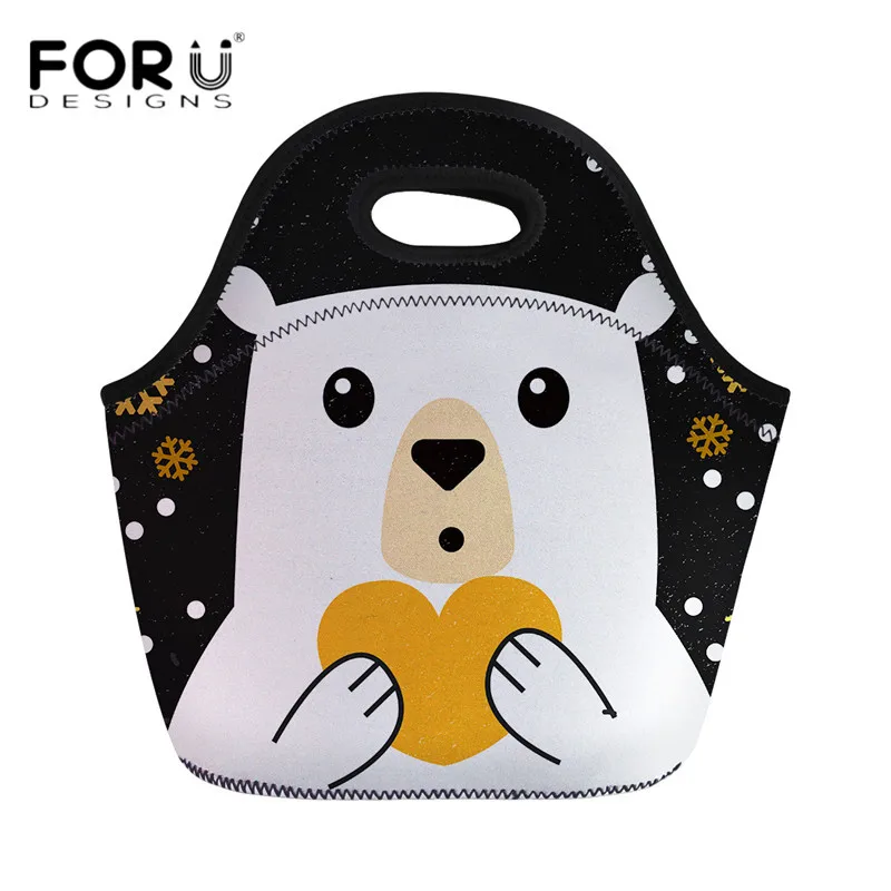 FORUDESIGNS/неопреновые мешки для обеда для женщин Мультяшные животные кошка Медведь Печатный Термоизолированный сумки для еды дамские сумки для закусок - Цвет: CC4389Z20