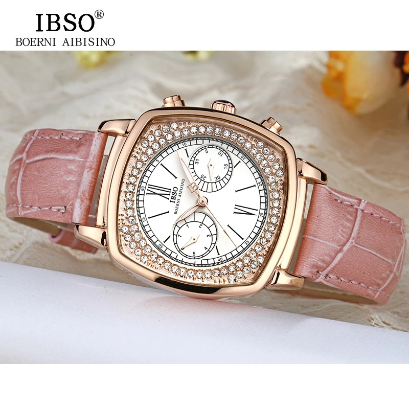 Женские многофункциональные кварцевые часы с ремешком из натуральной кожи |