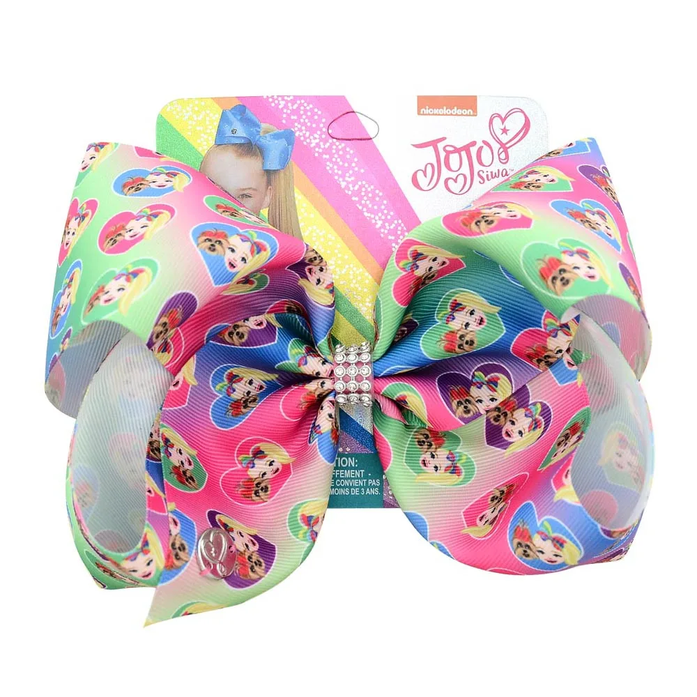 Jojo Siwa банты для волос Русалка Единорог в радужную клетку печать лента Бант Цветок бант с заколкой для волос подарок для девочек - Цвет: 3