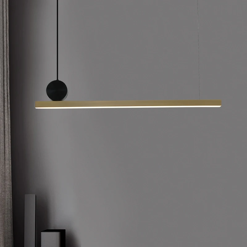 

Creative personality bar chandelier restaurant chandelier art lamp living room lamp Nordic gold post-modern strip lighting