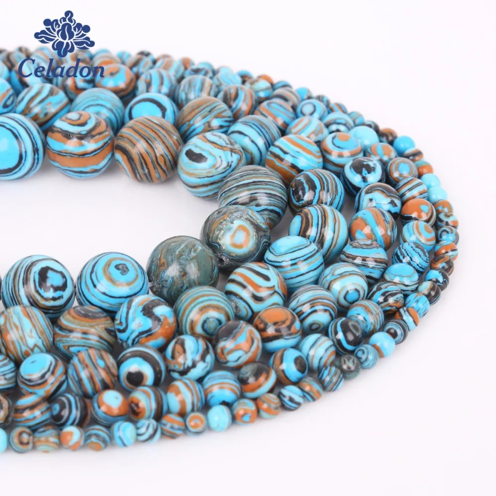 Новые модные бусины из искусственного синего малахита бусы для женщин Diy колье и