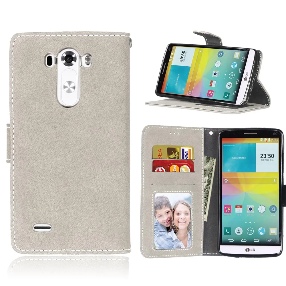 Gray Флип кожаный чехол-бумажник для LG G3, чехол для телефона s с подставкой, держатель для карт, чехол для fundas LG G3 D830 D831 D850 D851 D855, чехлы, сумка - Цвет: Gray