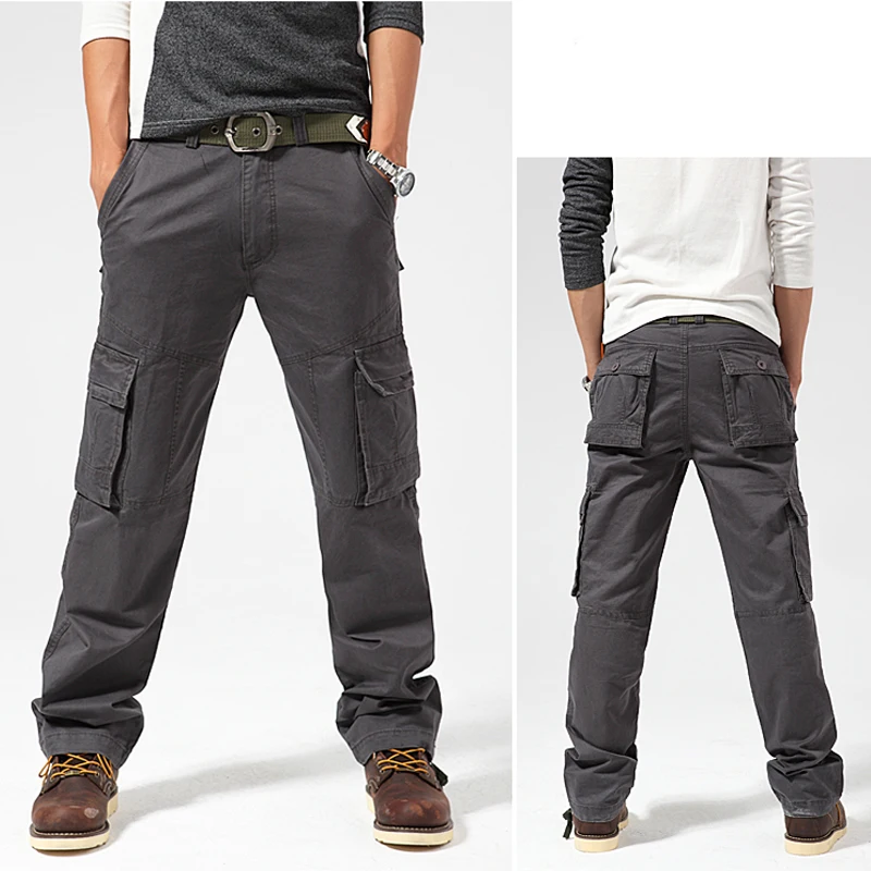 Мужские хлопковые повседневные брюки карго с несколькими карманами весенне