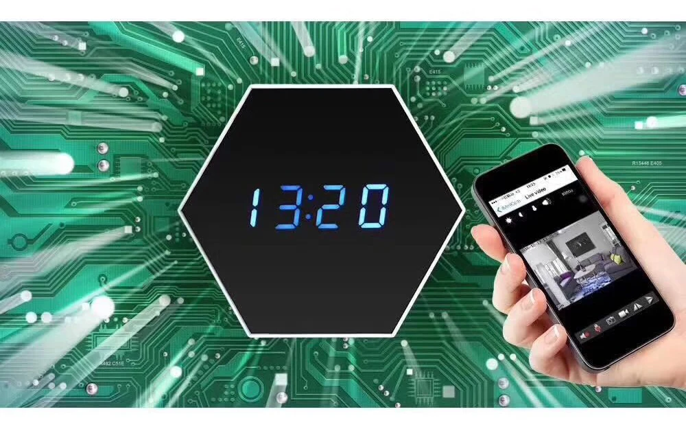 Настольные часы мини Камера Ночное видение электронные Беспроводной WI-FI IP P2P CC ТВ