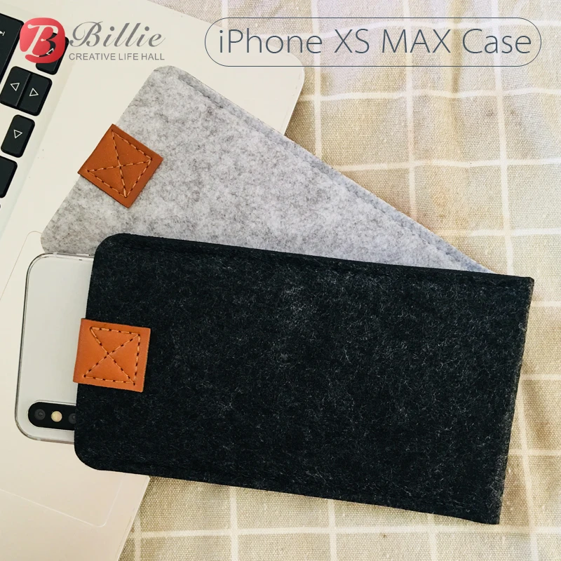 

Phone Bag Wool Felt Envelope Purse Case Bag For iPhone XS Cases Cover Mobile Phone Handmade bags For iphone xs max 6.5inch Gray
