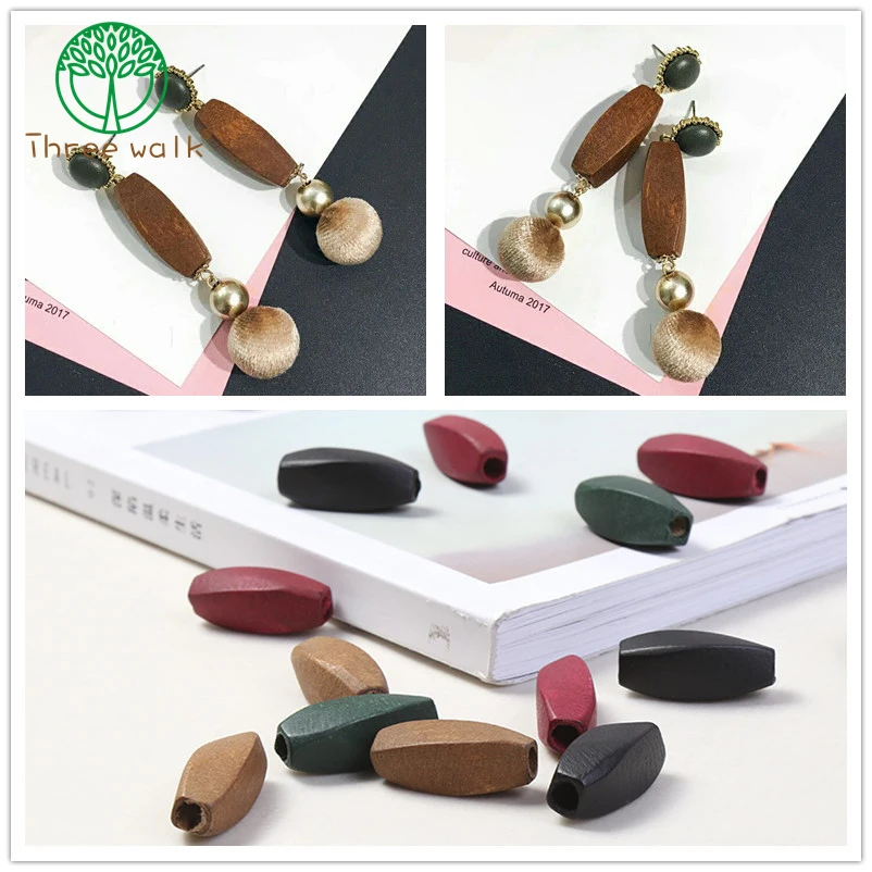 

WB32 20pcs beads - Mixed Color Faceted Geometric Wood Beads 30 mm - DIY Necklace,Jewelry Supply, Wood Crafts
