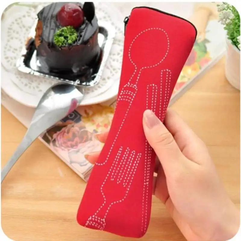 3Pcs/set Portable Stainless Steel Cutlery Set Flower Painting Fork Dinner Tableware Case Kit For Camping A | Дом и сад