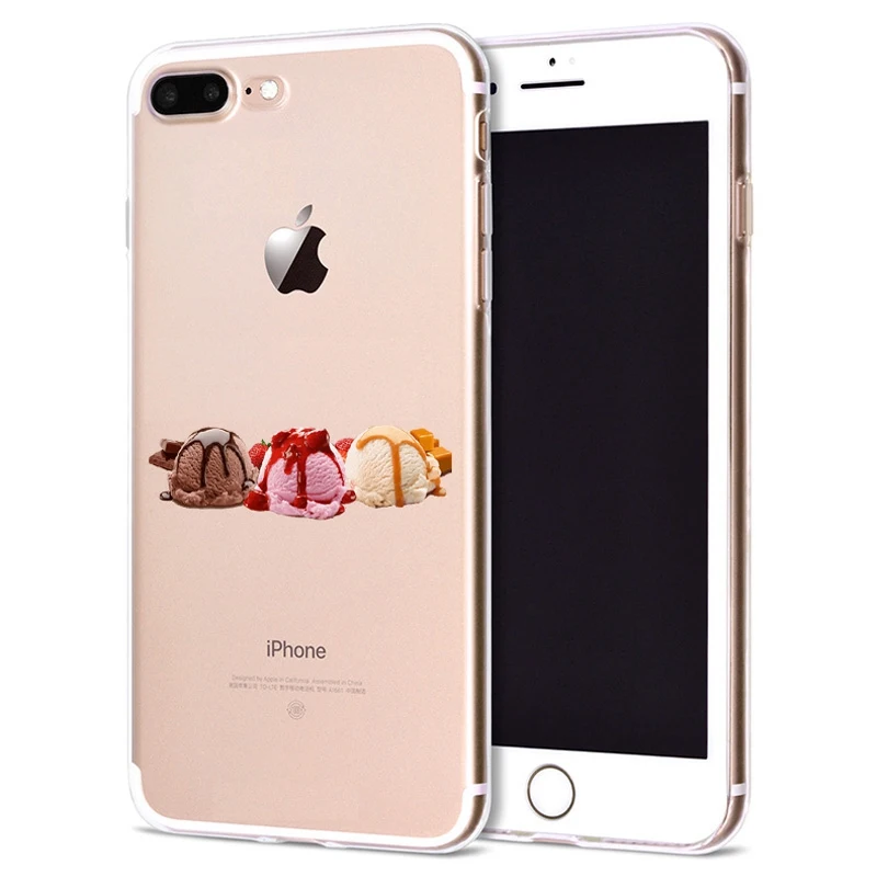 Чехол для Apple iPhone 6 6S 7 Plus X 10 мягкий чехол из ТПУ с милым мороженым Оригинальный 8 B316
