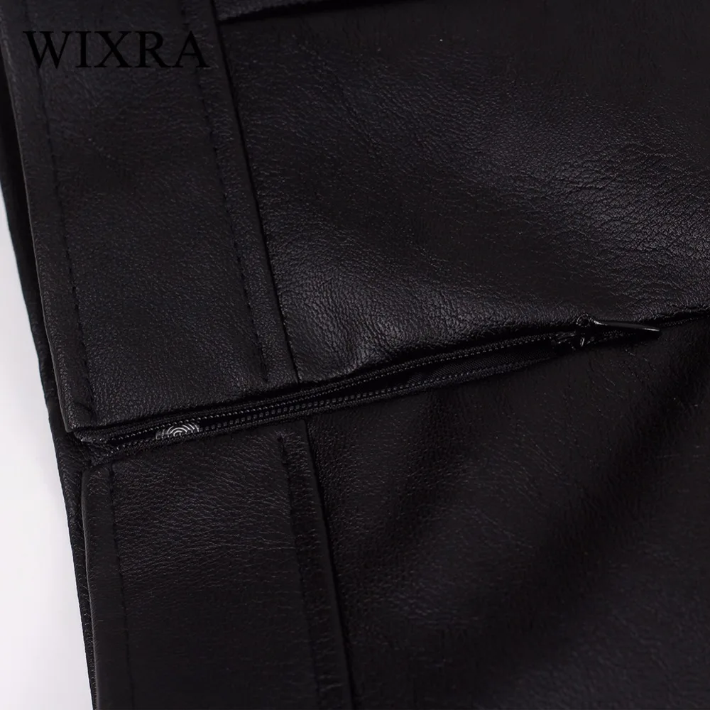 Женская мини-юбка Wixra базовая Весенняя из искусственной кожи на кнопках с