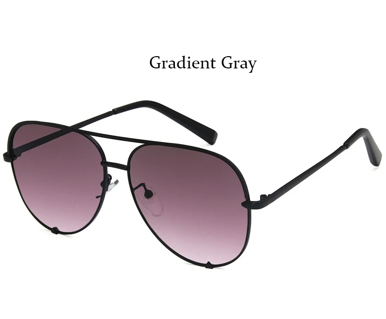 Gradient Gray Черные роскошные солнцезащитные очки пилота женские Винтажные Солнцезащитные очки Модные оттенки розовые зеркальные солнцезащитные очки Женская металлическая оправа бренд - Цвет линз: Gradient Gray