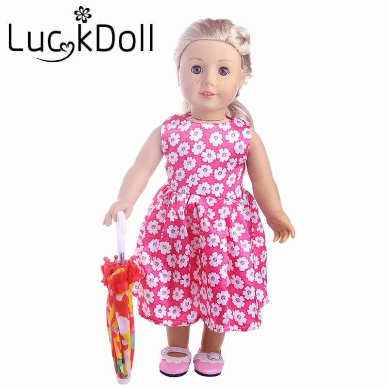 LUCKDOLL напечатанный Раффлед зонтик для 18 дюймов американская кукла аксессуары