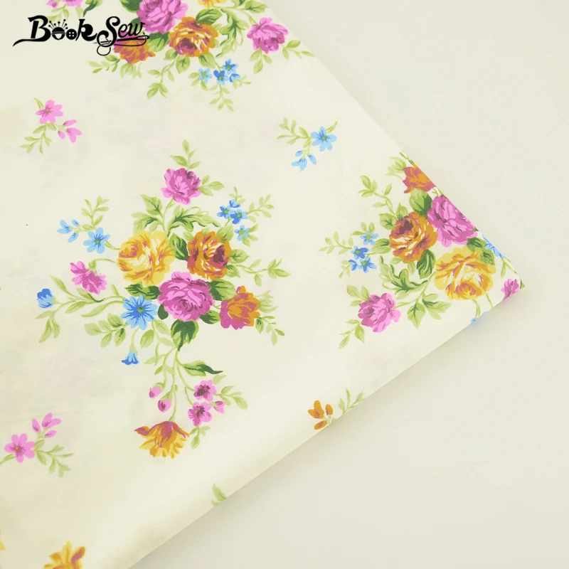 Booksew 100% Cotton Twill Fabric Printed Flower Design Sewing Material For Baby Bed Sheet Pillow Craft Patchwork Quilting Cloth | Дом и сад