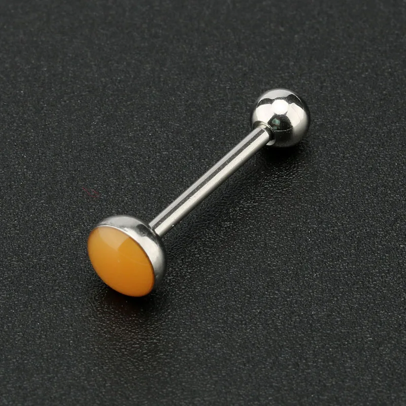 orange normal Модные милые кольца штанги для языка Язык Бар масло капельного цвета 1,6x16 мм нержавеющая сталь анти-аллергические пирсинг ювелирные изделия - Окраска металла: orange normal