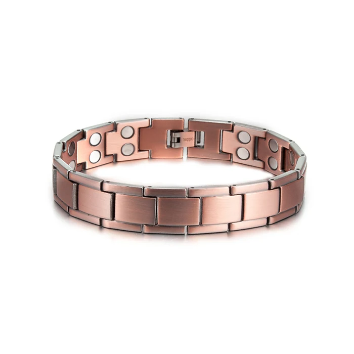 copper Браслет Vinterly из чистой меди с магнитной терапией, облегчающий боль при артрите, браслет на запястье, магнитный браслет, Мужской винтажный браслет на цепочке - Окраска металла: copper