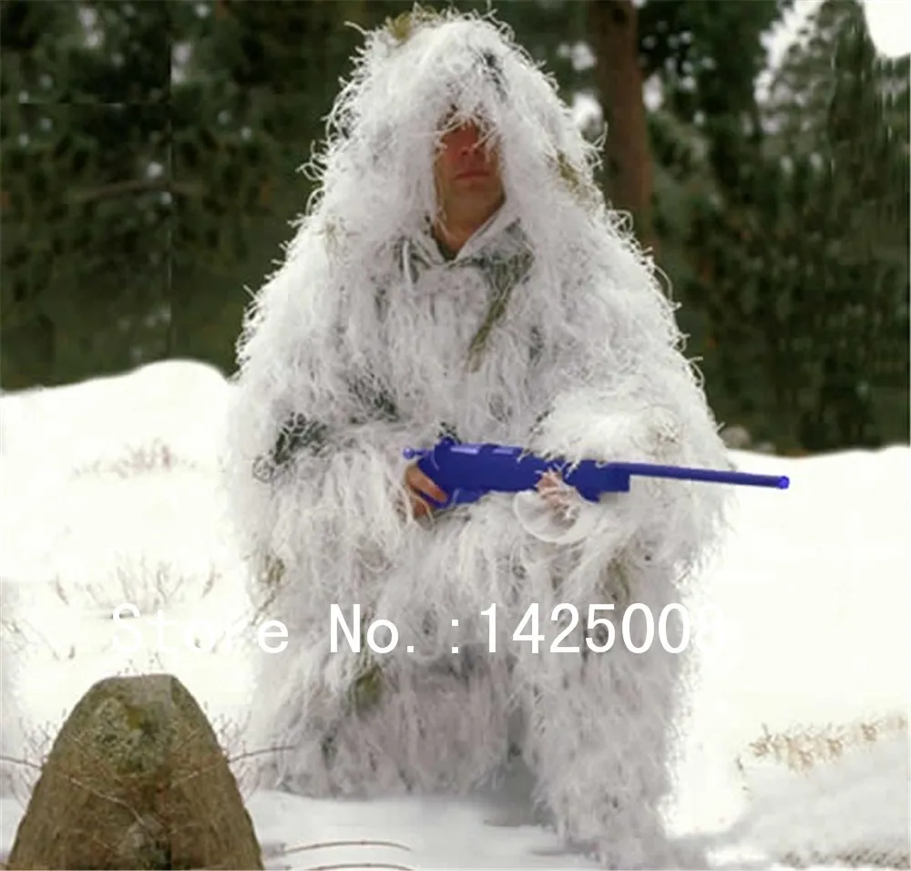 Зимние волосы Маскировочные костюмы чистый белый охотничья разведка