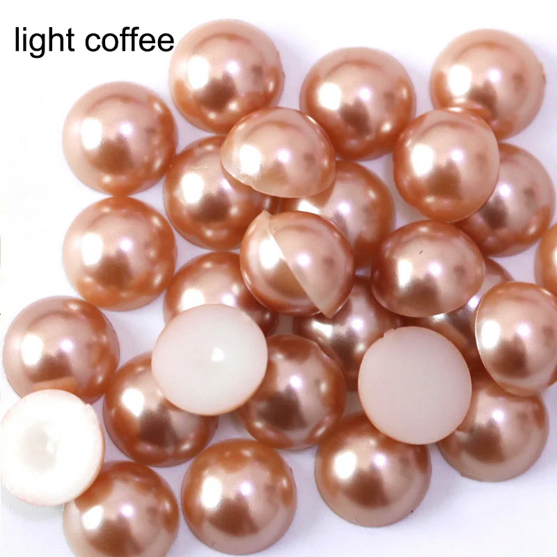 light coffee 2-14 мм полукруглые Акриловые Имитация плоские бусины жемчуга для рукоделия украшения ногтей украшения Аксессуары - Цвет: light coffee