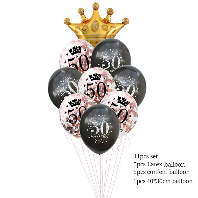 11pcs balloon 30 40 50 60 лет воздушные шары на день рождения 30th День Рождения украшения воздушный шар "Конфетти" номер 40th 50th взрослый золотой черный день рождения - Цвет: 11pcs balloon