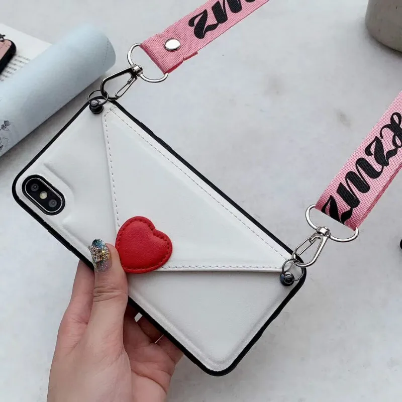 cute card wallet leather phone case Crossbody bag for iphone XS MAX case 11 pro max X XR 6S 7 8 plus s10 plus s8 s9 note8 note9