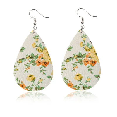 Новые Классические серьги из кожи Цветы кожа каплеобразные ювелирные изделия