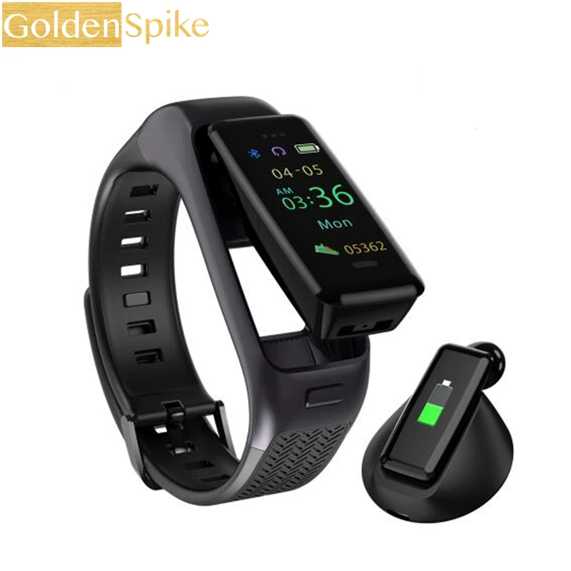 Сердечного ритма Смарт Браслет и Bluetooth гарнитура беспроводные наушники Фитнес