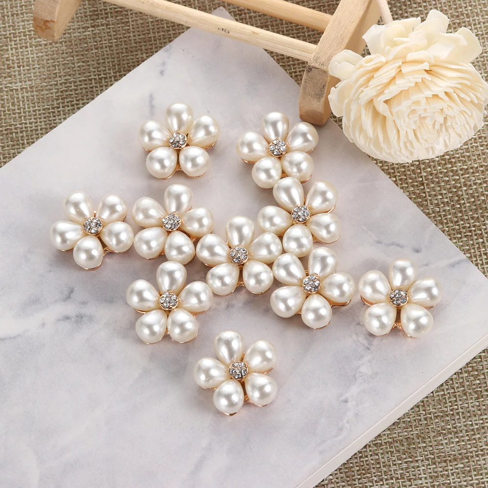 10pcs/set Flower Rhinestones Buttons Pearl button wedding decoration Diy Alloy Diamante Cryustal Bow Sewing Decor Accessories | Дом и сад