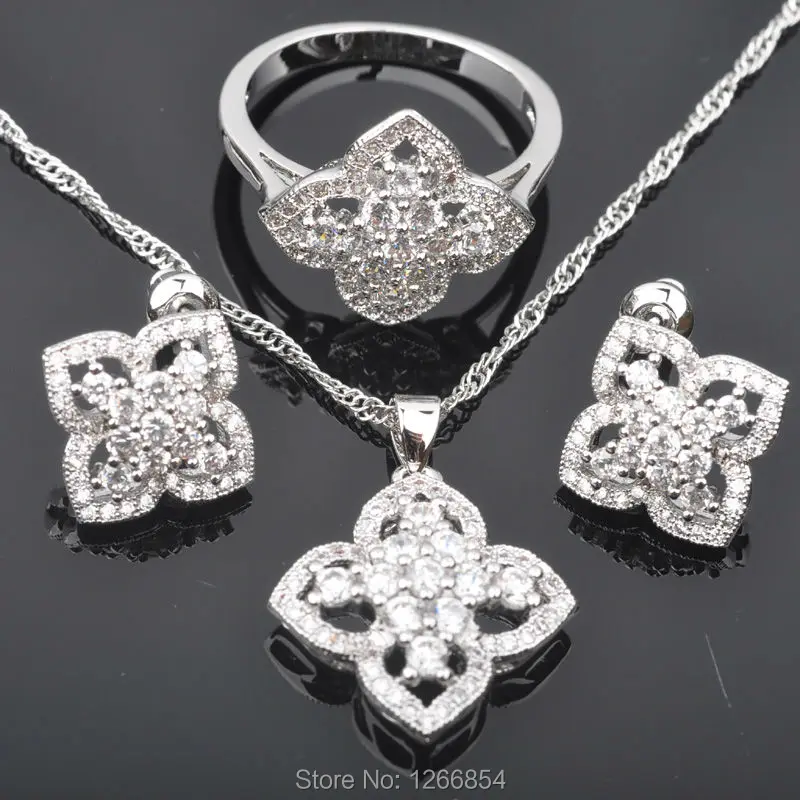 Очаровательный белый кубический цирконий для женщин Посеребренные Ювелирные