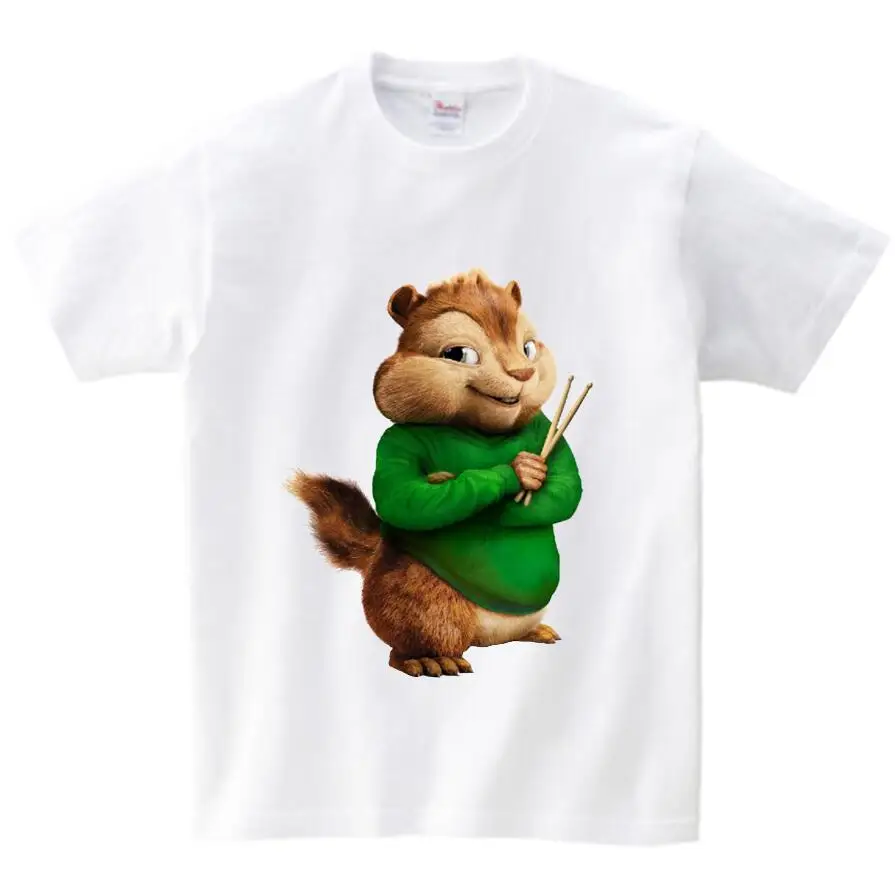 white childreT-shirt Коллекция года, детские футболки футболка с аниме «Элвин и Бурундук» футболка с короткими рукавами для мальчиков и девочек camiseta Theodore, футболка с рисунком - Цвет: white childreT-shirt