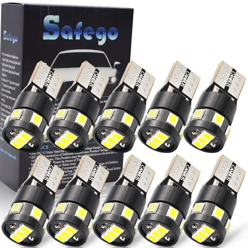 Safego 10 шт. Canbus T10 2835 9SMD светодиодный Автомобильный свет ошибок W5W 194 Клин