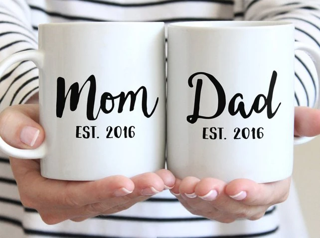 

A Set of 2 White Ceramics Coffee Mug,Unique Christmas Thanksgiving Gift For Mom & Dad,Best Mother Father In The World Coffee Cup