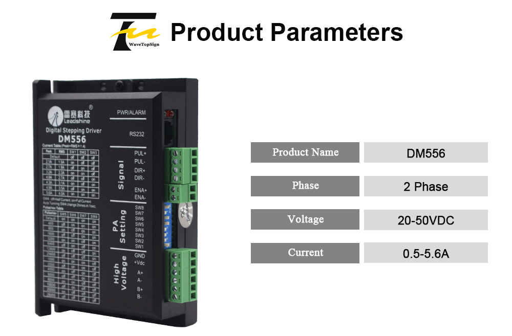Leadshine 2 Фаза Цифровой Драйвер шагового двигателя DM556 Вход Напряжение VDC20-50V ток 0,5-5.6A
