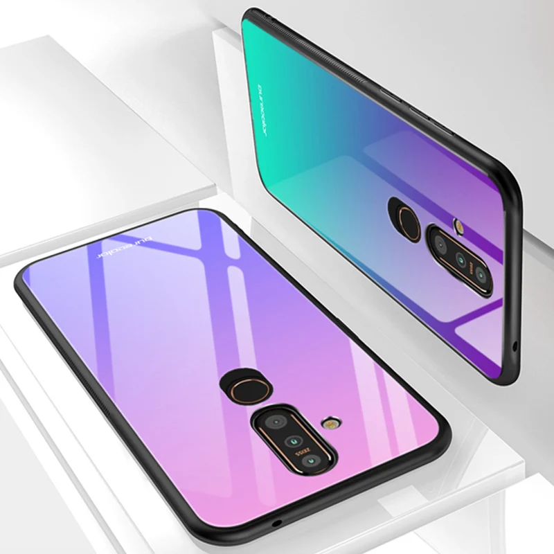 Чехол для Nokia X71 wolf lady Жесткий из закаленного стекла в силиконовой оправе X 71 2019 6 39
