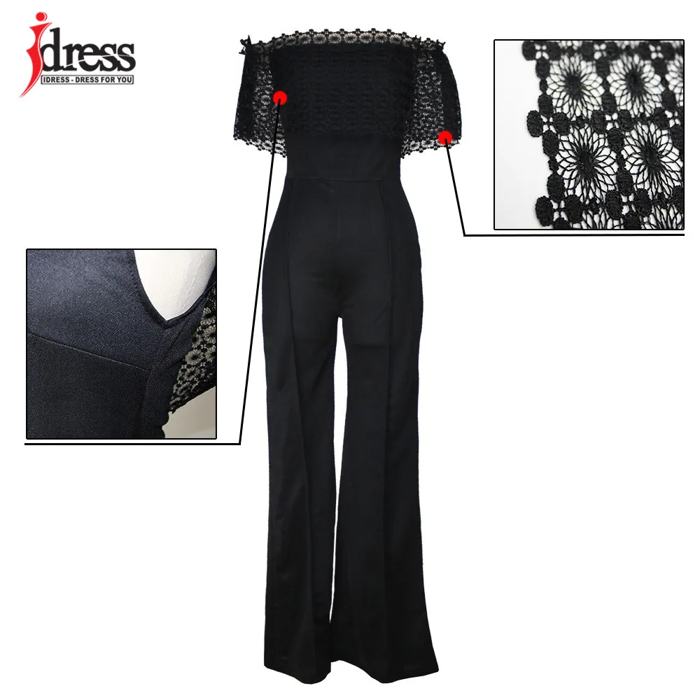 Женский латексный комбинезон IDress черный свободный топ с вырезом лодочкой и