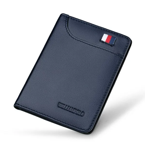 Upgraded Blue Ультратонкий мужской кошелек из натуральной кожи, маленький однотонный кошелек, простой мини-держатель для карт, повседневный модный кошелек - Цвет: Upgraded Blue