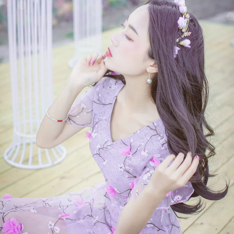 Vestidos, кружевное платье, элегантное, женское, v-образный вырез, короткий рукав, Платья для вечеринок, лето, повседневное, Цветочная вышивка, Пляжное Платье