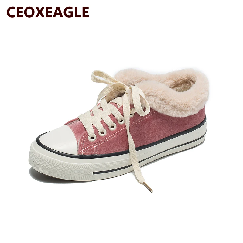 Женские кроссовки на вулканизированной подошве зимние Бархатные для девочек