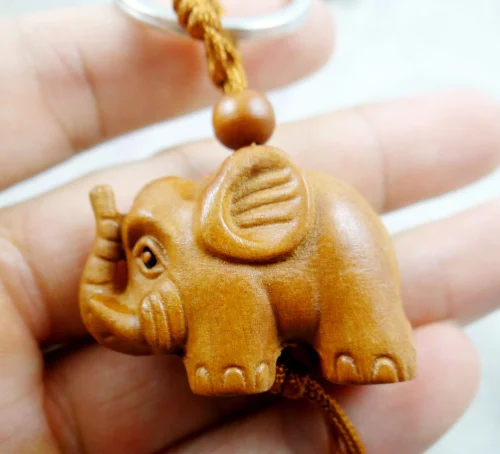 Mahogany Three-dimensional Engraving Key Chain Lifelike Elephant Pendant Ring Jewelry Gift For Car Accessories L15 | Украшения и