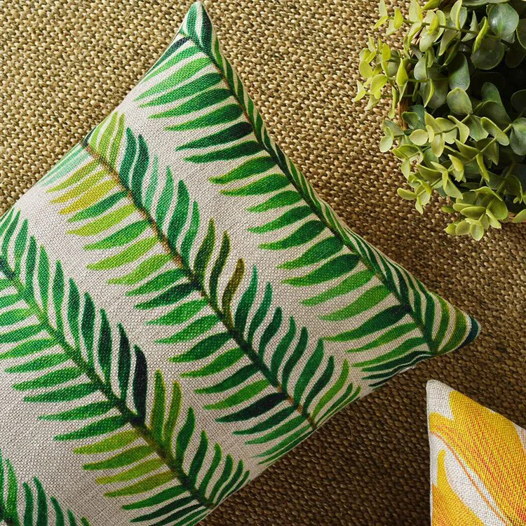 Декоративные Чехлы хлопковый льняной цветочный сад зеленые листья наволочка для