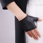 Перчатки из натуральной кожи ультратонкие из чистой овечьей кожи черные ультракороткие перчатки без пальцев женские модели для вождения TB02