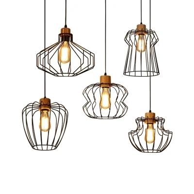 Деревянный железный светодиодный подвесной светильник в скандинавском стиле