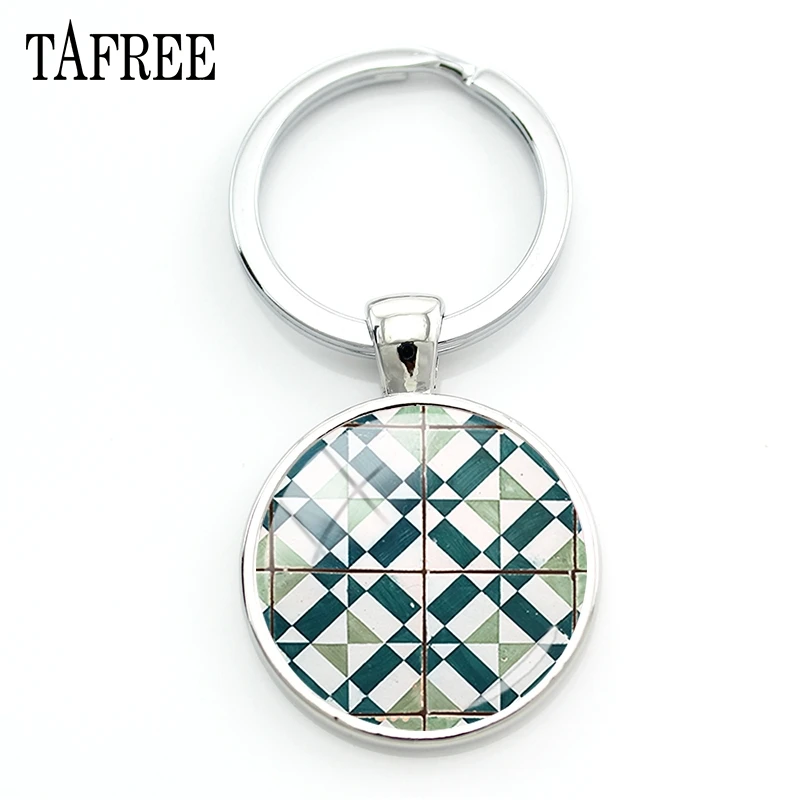 TAFREE Azulejo португальский брелок Португалия цветок геометрический узор для ключей с